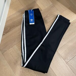 NWT Adidas Pants Originals Black Track Pants with White Stripes in 2XS